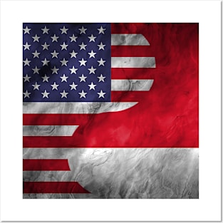 USA Indonesia Dual Yin Yang Flag Posters and Art